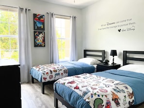 Disney themed bedroom
Two twin beds