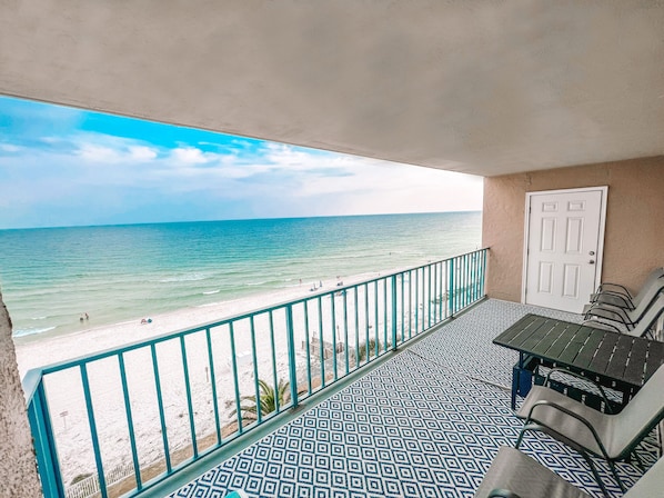 Indulge in stunning panoramic views from your balcony. Watch for dolphins!