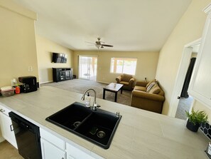 Kitchen and living room view