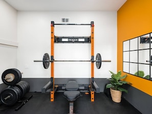 "Vacation doesn't mean a break from fitness goals! Our power rack, dumbbells, barbells, and row machine are perfect for serious fitness enthusiasts who need to stay on schedule." #StayOnTrack