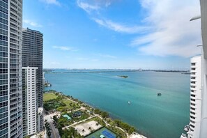 Views off balcony of Margaret Pace Park, Biscayne Bay and Heart Island!