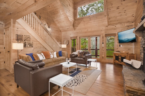 Interior of the living room with modern and rustic aesthetic for the fashionable crowd