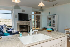 Kitchen with ocean, river and valley views toward Monterey.