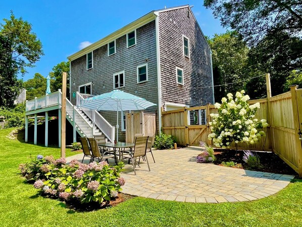 Spacious backyard with patio & deck