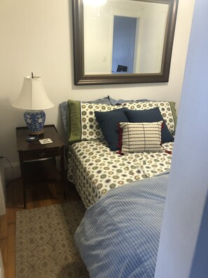 Bedroom is compact with built in full size bed, but has 2 large closets
