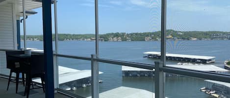 Beautiful main channel views from our screened in porch. 