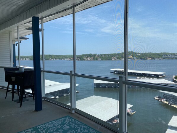 Beautiful main channel views from our screened in porch. 