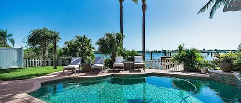 Ohana House has a heated pool and is located on the Intracoastal Waterway.