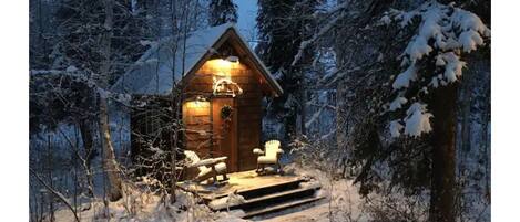 The tiny, private cabin. 