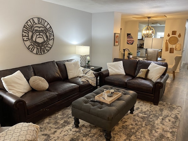 Spacious living area with ample comfortable seating 