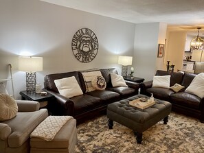 Spacious living room with ample seating