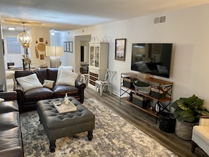 Spacious living room with ample seating