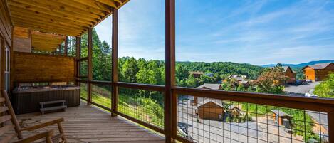 Hot tub with deck views