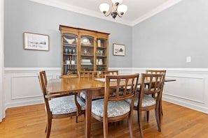 Enjoy your dinner in the dining room with seating space for six.  Additional seating in the breakfast nook.