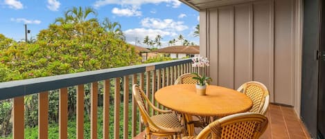 Nihi Kai Villas at Poipu #501 - Covered Garden View Dining Lanai - Parrish Kauai