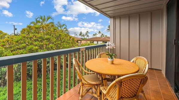 Nihi Kai Villas at Poipu #501 - Covered Garden View Dining Lanai - Parrish Kauai