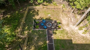 fire pit view from main level porch