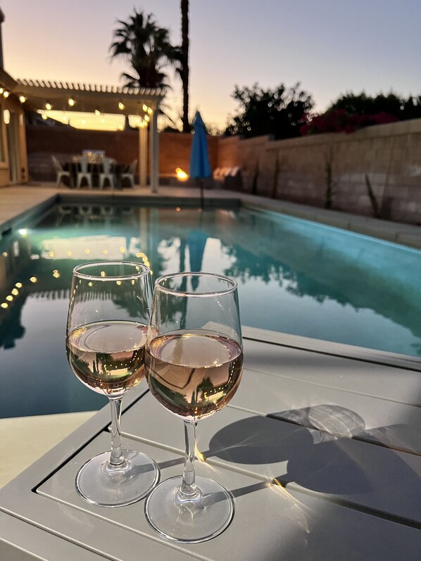 Relax on the new Salt Water Pool and Spa with a glass of wine to wind down