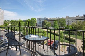 The balcony is a charming extension of the living space.