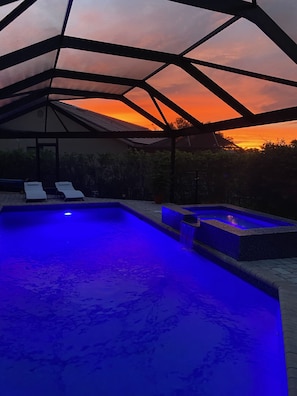 Gorgeous sunset in pool spa lanai
