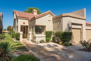 Front view from the street - park in the driveway or in the garage.