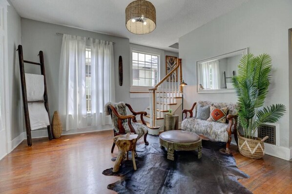 Beautiful sitting area with lots of character and natural light