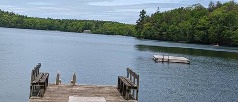 Pontoon dock with ladder and a float
