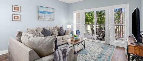 Living Room with Golf Course Views