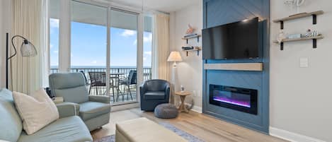 Living room overlooks the beach