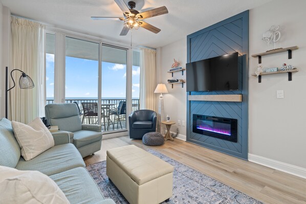 Living room overlooks the beach