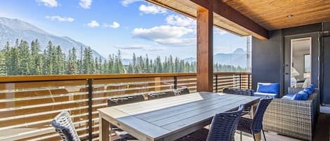 Your mountain getaway awaits with plenty of outdoor space. Dining for 8 and a lounge area to take in the breathtaking views.