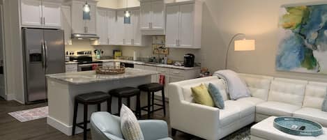 Kitchen and Living Room with balcony overlooking the intercoastal waterway