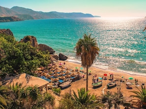 Water, Sky, Plant, Azure, Tree, Natural Landscape, Beach, Vegetation, Mountain