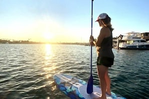 Paddle boarding in Alamitos Bay.  Can't beat those sunsets!