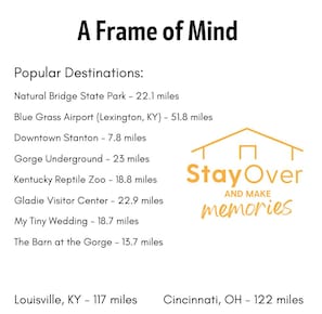 Lots of exciting places to explore and see in the Natural Bridge and Red River Gorge area close to A Frame of Mind!