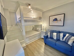 3rd Bedroom with Queen Bunk Beds.  Loveseat for watching TV in private.