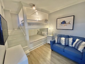 3rd Bedroom with Queen Bunk Beds. Loveseat for watching TV in private.