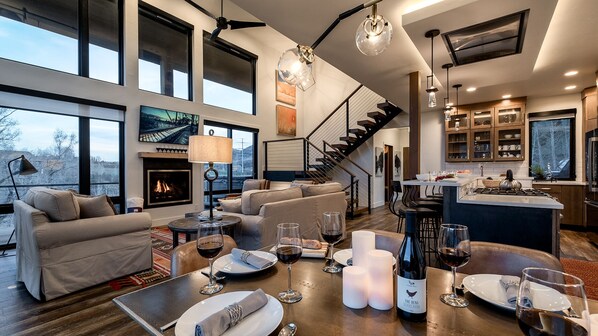 Great room with fireplace