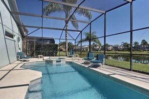 Your own pool with spa and lake view