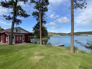 1.8 acres & 600 feet of shoreline provides plenty of space for a private setting