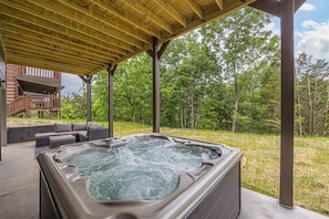 Hot tub with a forest view!