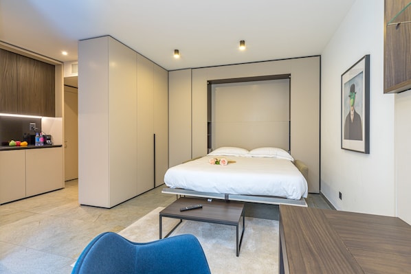Bed in living room