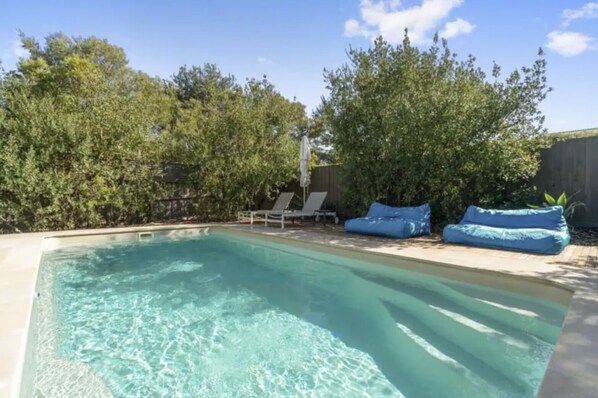 Beautiful solar heated swimming pool at the property