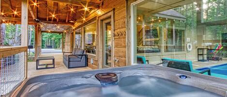 Enjoy an evening out on the deck, year round hot tub enjoyment