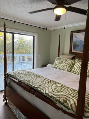 King bed and access to deck and smart tv 