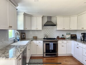 Updated Narragansett beach rental kitchen with high end appliances