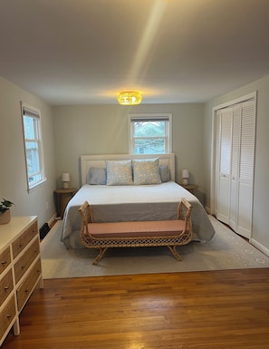 Master bedroom. Crib on the other side of room.