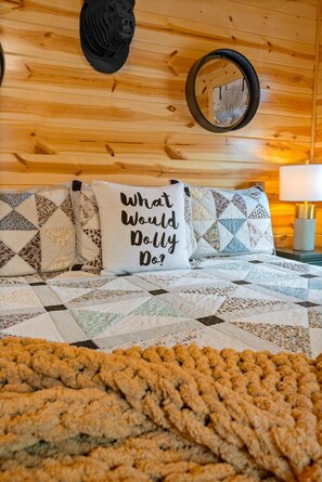 The primary bedroom has a king bed and super comfortable sheets!
