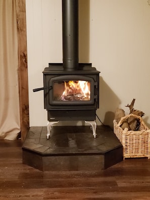Wood burning fire place (logs provided).