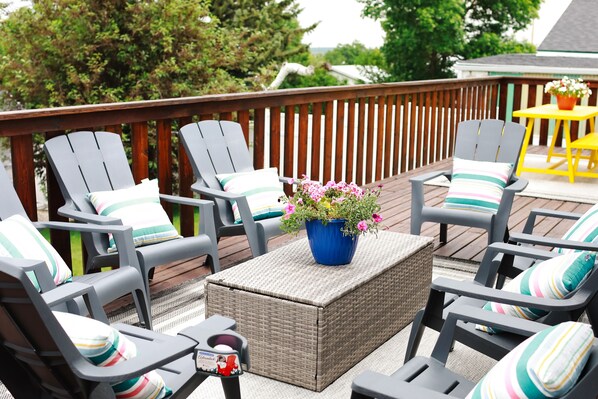 relax on the back deck after a long day of hiking